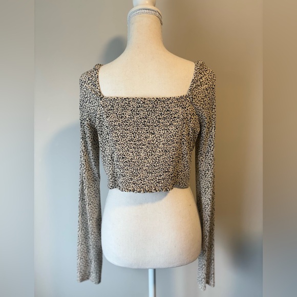 American Eagle Leopard Print Sweetheart Long Sleeve Top – Size Large - Picture 4 of 8